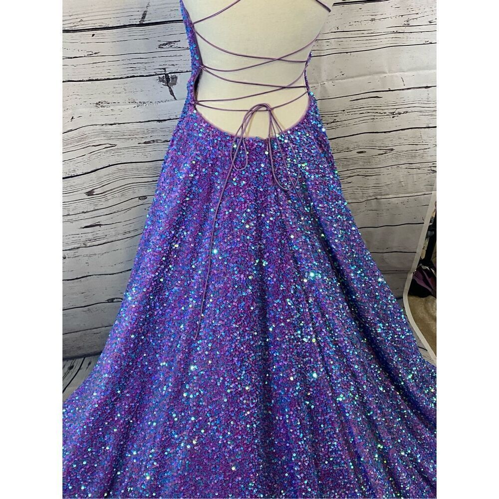 Amarra Sequin Purple Formal Gown Size 6 - Picture 7 of 16